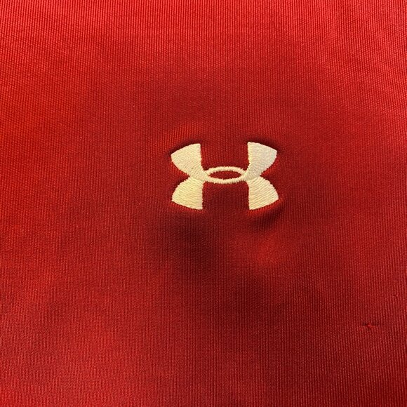Under Armour Mens Polo Shirt XL Red Embroidered Logo Mens Short Sleeve Polyester - Picture 8 of 11
